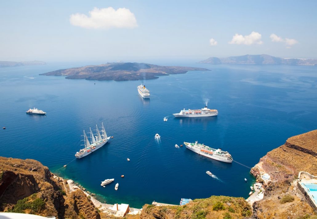Multiple cruises in the ocean in Greece