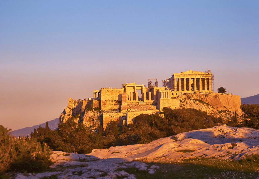 Sunset picture of the Acropolis of Athens