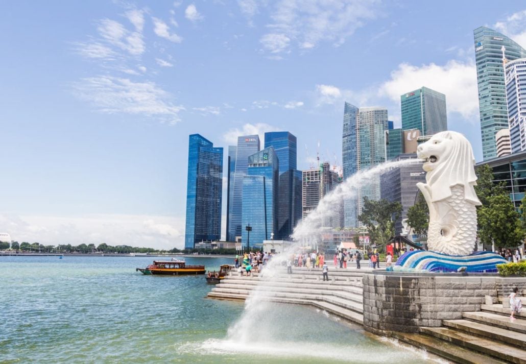 Merlion Statue at Merlion Park, Singapore.