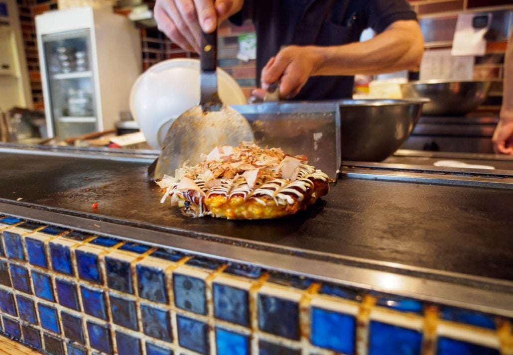 Chef making traditional Japanese food