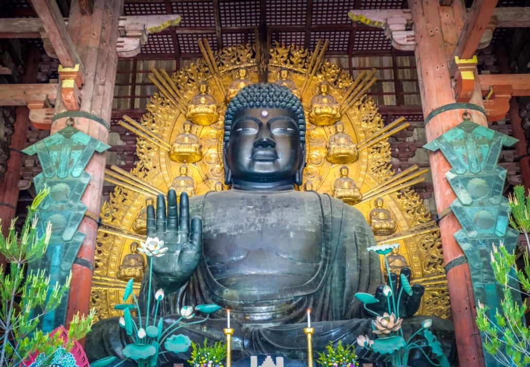 Massive Buddha statue in Todai-Ji Temple in Japan