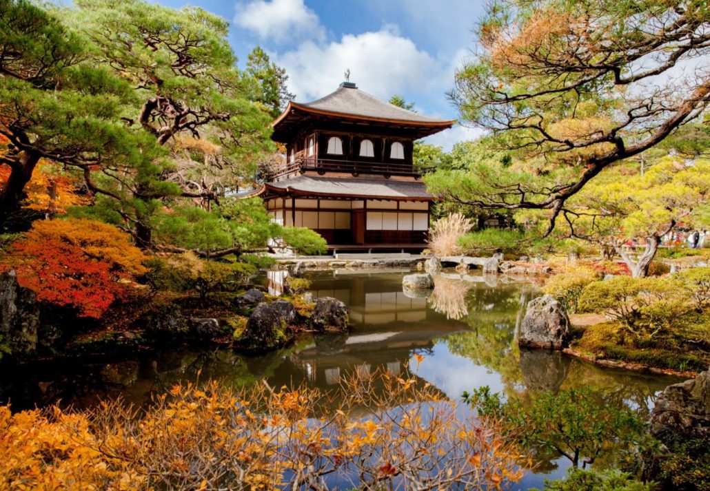 Ginkakuji Temple, in Kyoto, during the fall.