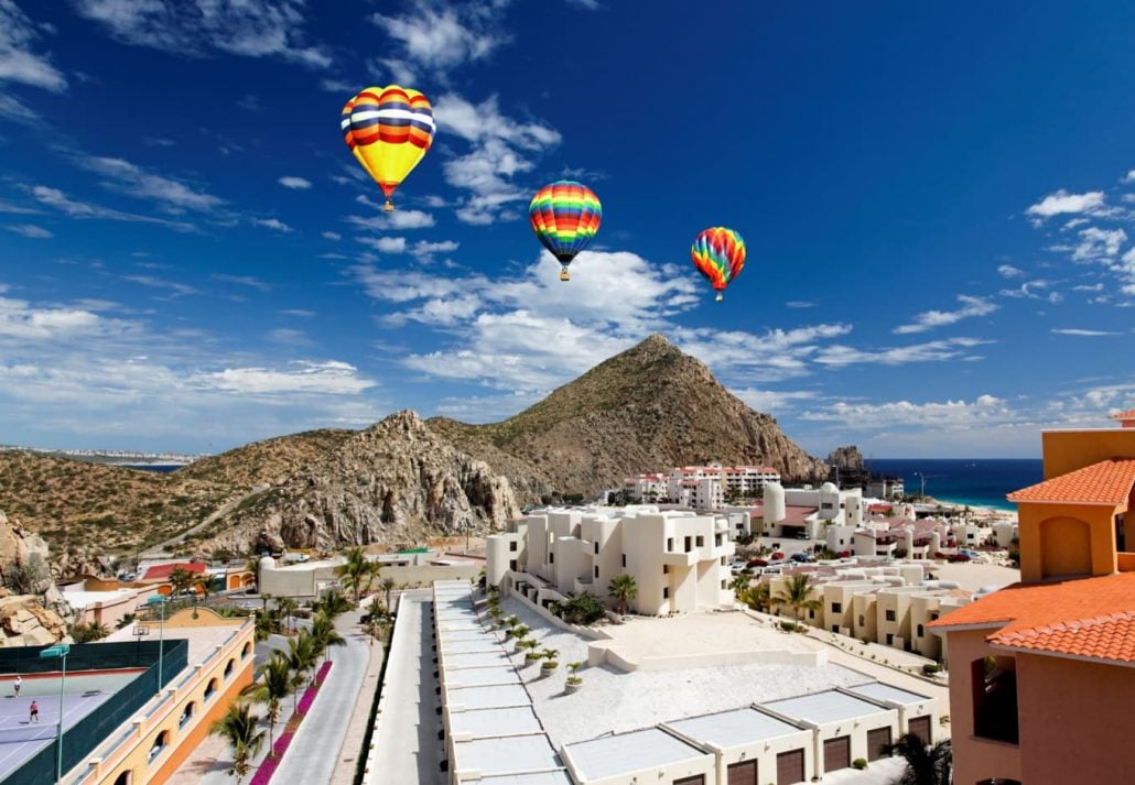 Hot air balloons above Cabo