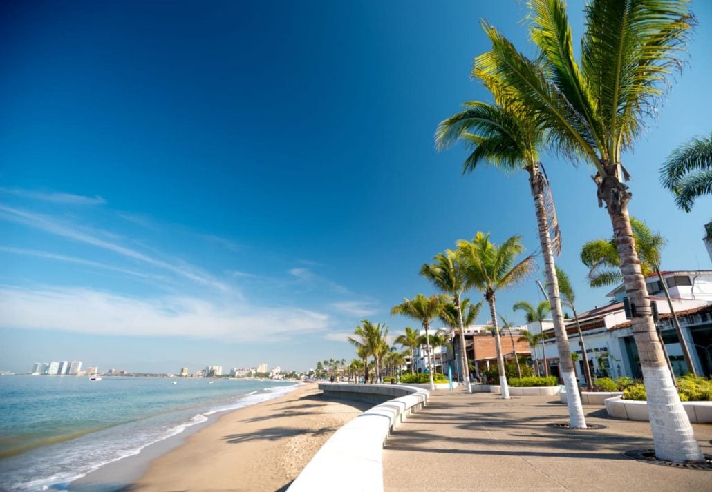 A long street by the beach in Puerto Vallarta