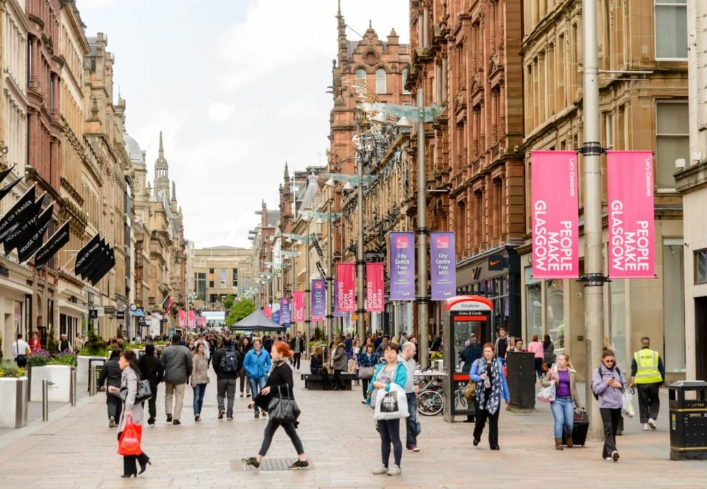 Buchanan Street, in Glasgow, Scotland.