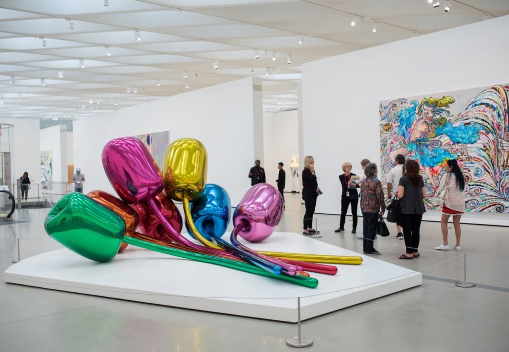 Jeff Koons art installation at The Broad Museum, Los Angeles, California.