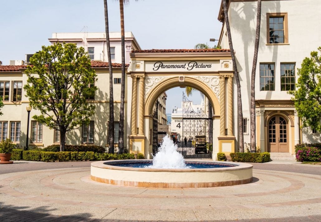 Gate to the Paramount Pictures Studio, in Los Angeles, California.