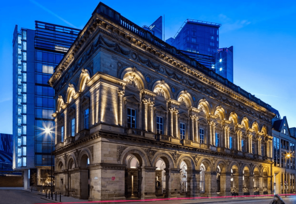 Façade of the The Edwardian Manchester, A Radisson Collection, in Manchester, UK.