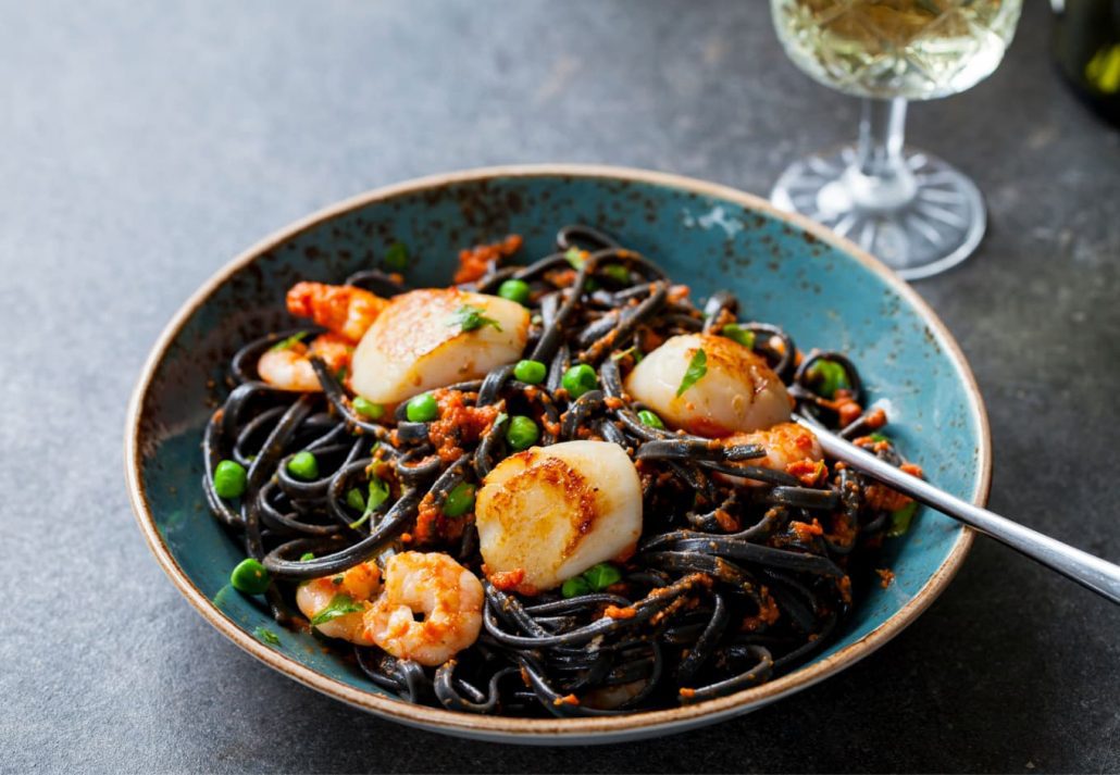 best-restaurants-in-boston-1 | CuddlyNest Travel Blog noodles from squid ink with scallops