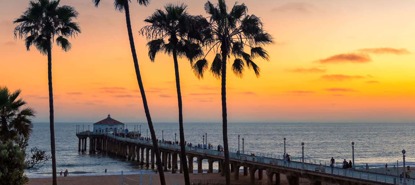 los angeles beach pier sunset