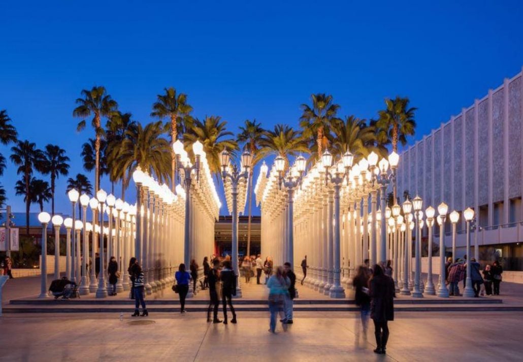 "Urban Lights" installation at the LACMA Museum, Los Angeles, California.