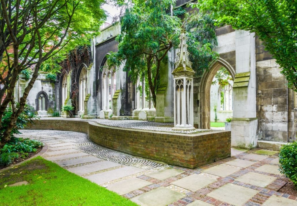 Saint Dunstan-In-The-East garden, London, England.