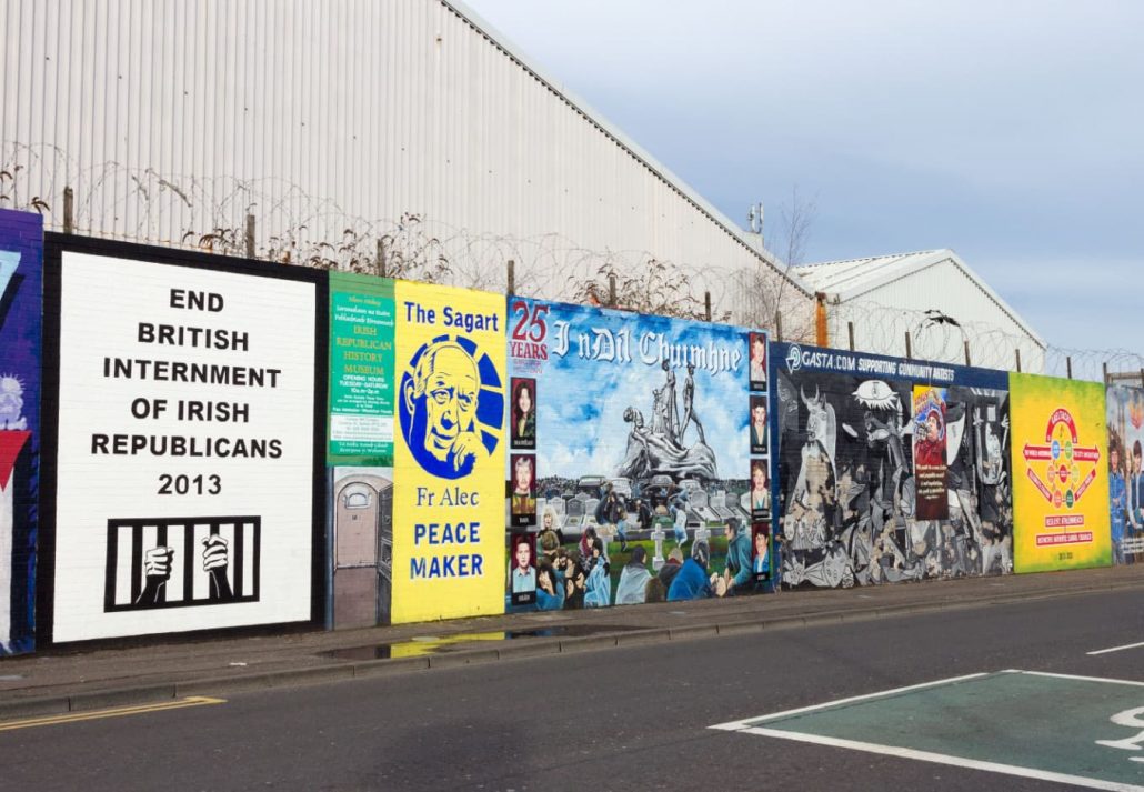 One of the Belfast Peace Walls, in Belfast, Northern Ireland.