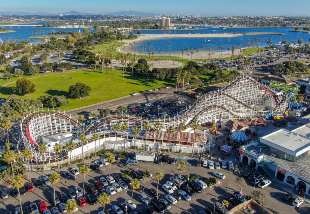 Roller coaster at the Belmont Park, San Diego, California.