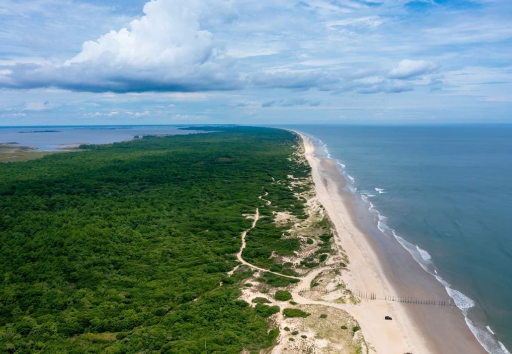 Top view of the False Cape State Park, Virginia Beach, Virginia.