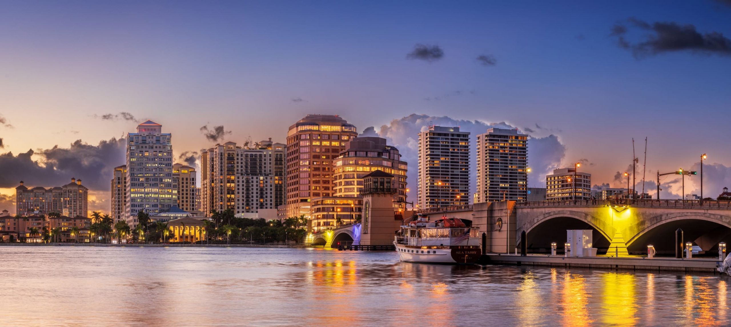 West Palm Beach skyline, in Florida.