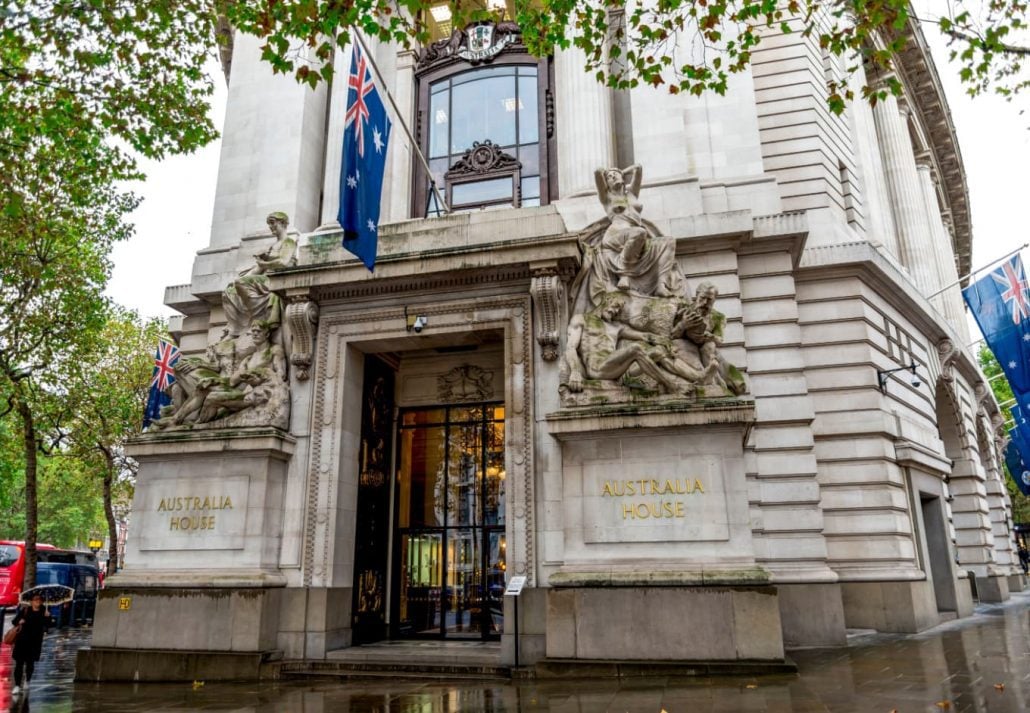 Exterior of the Australia House, London, England.