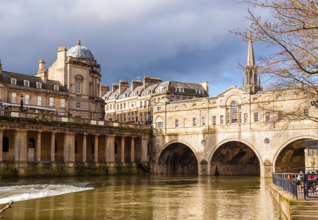 The Pulteney Bridge, in Bath, England.