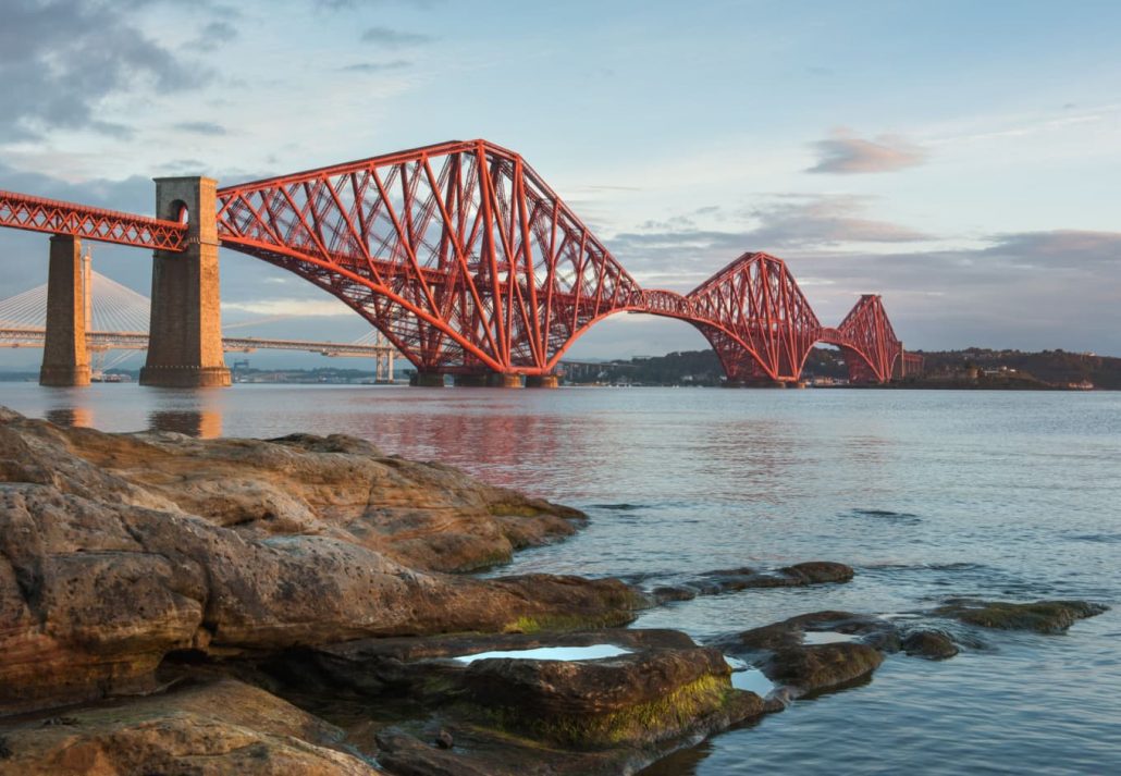 Forth Bridge, in Scotland, UK.