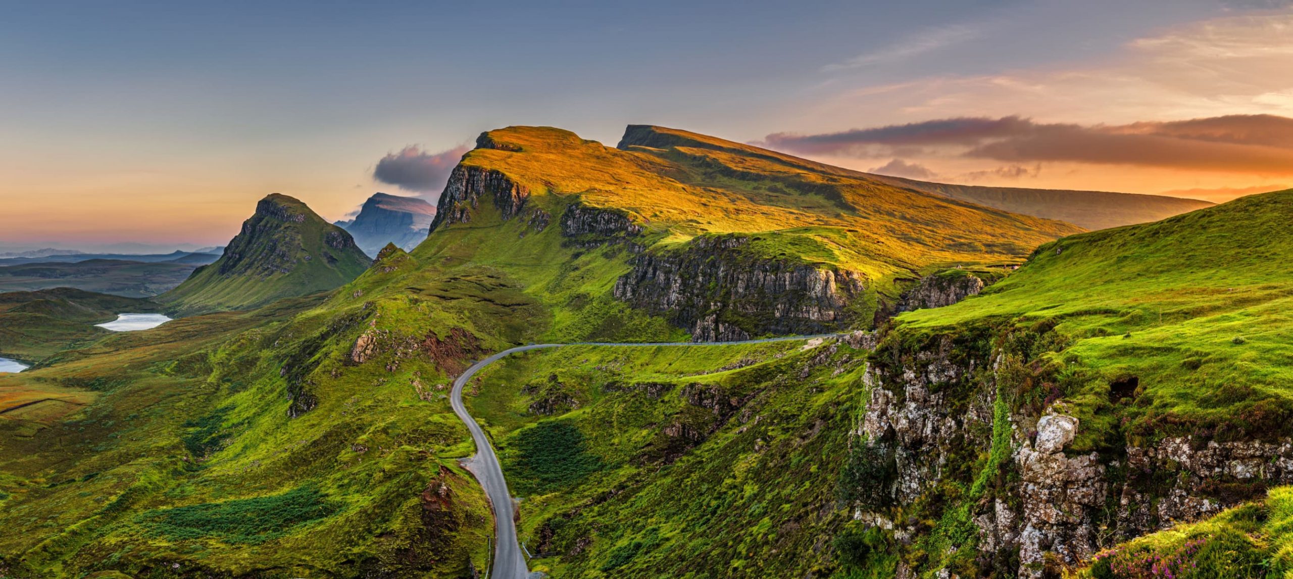 Green landscape of Scotland, UK.