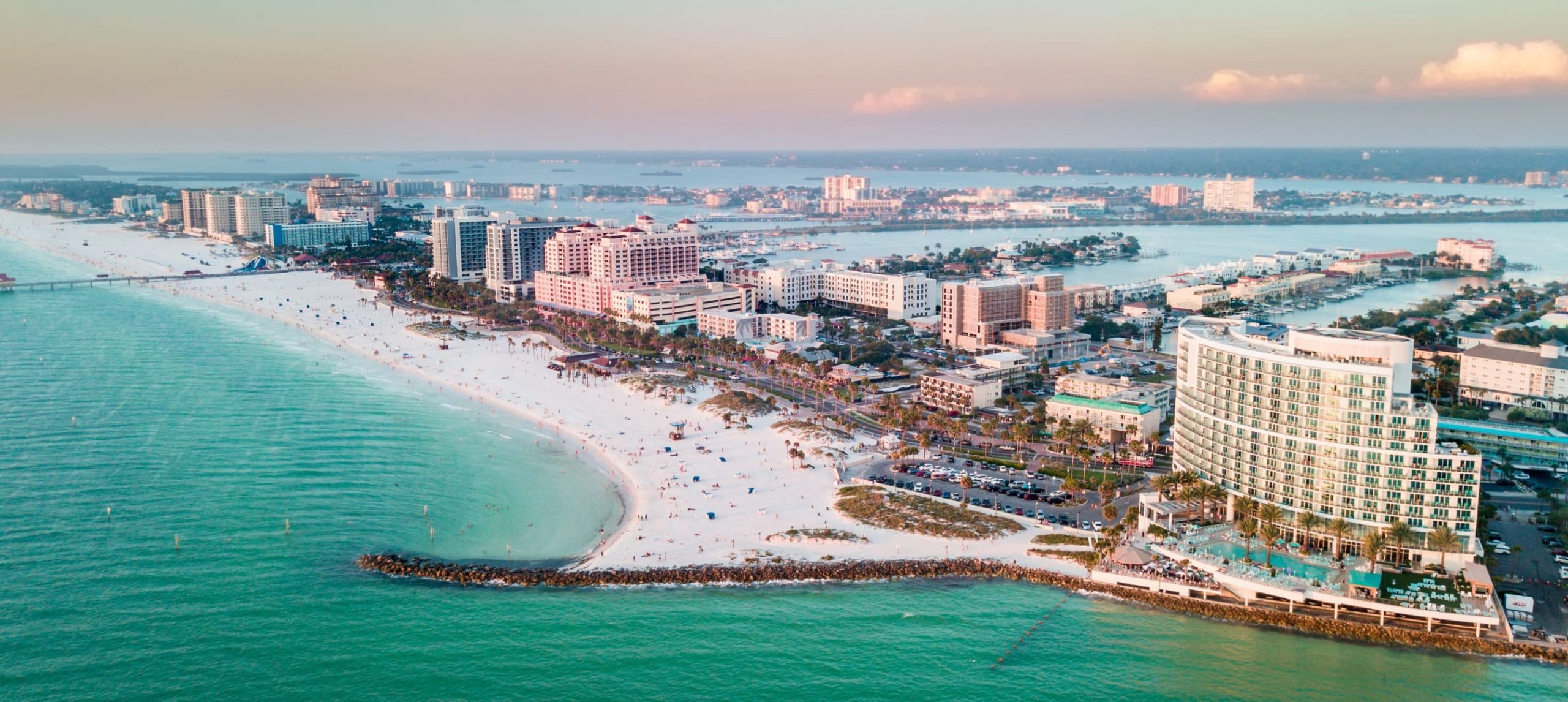 Aerial view of Clearwater Beach, Florida, USA.