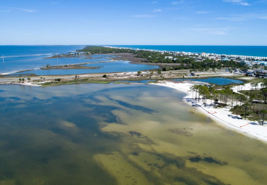 Aerial view of Clearwater Beach, Florida, USA.