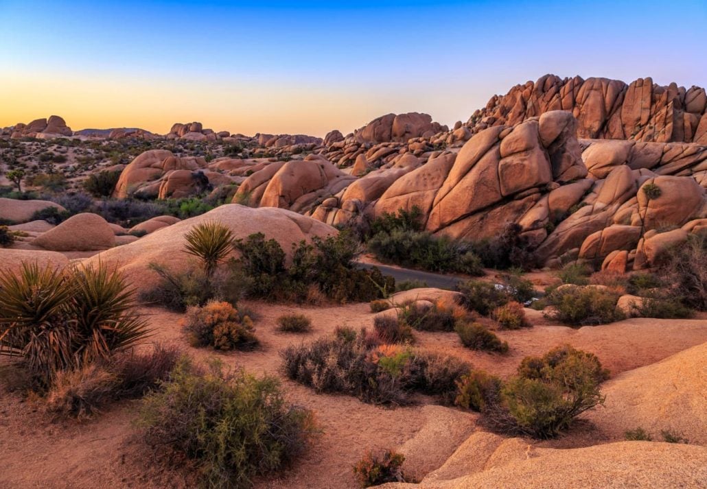 The Jumbo Rocks at sunset at the Joshua Tree National Park, California, USA.