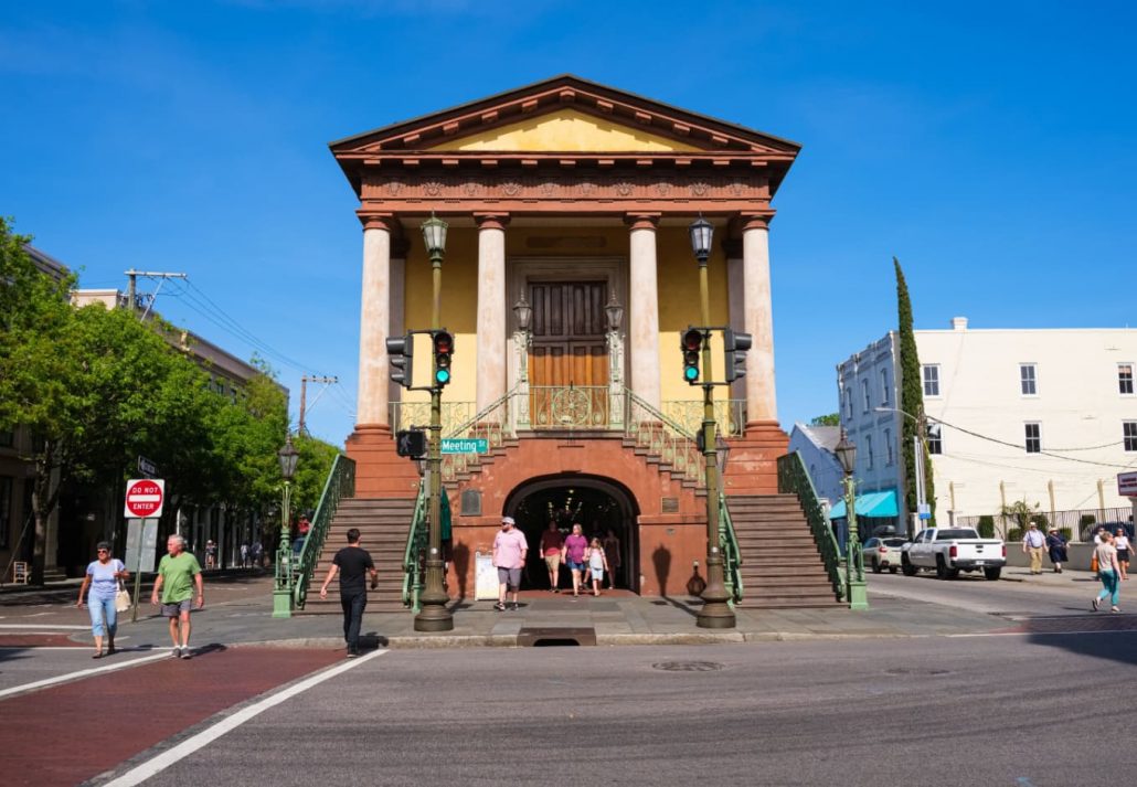 The popular City Market located in the historic downtown district along Meeting Street in Charleston, South Carolina, USA.