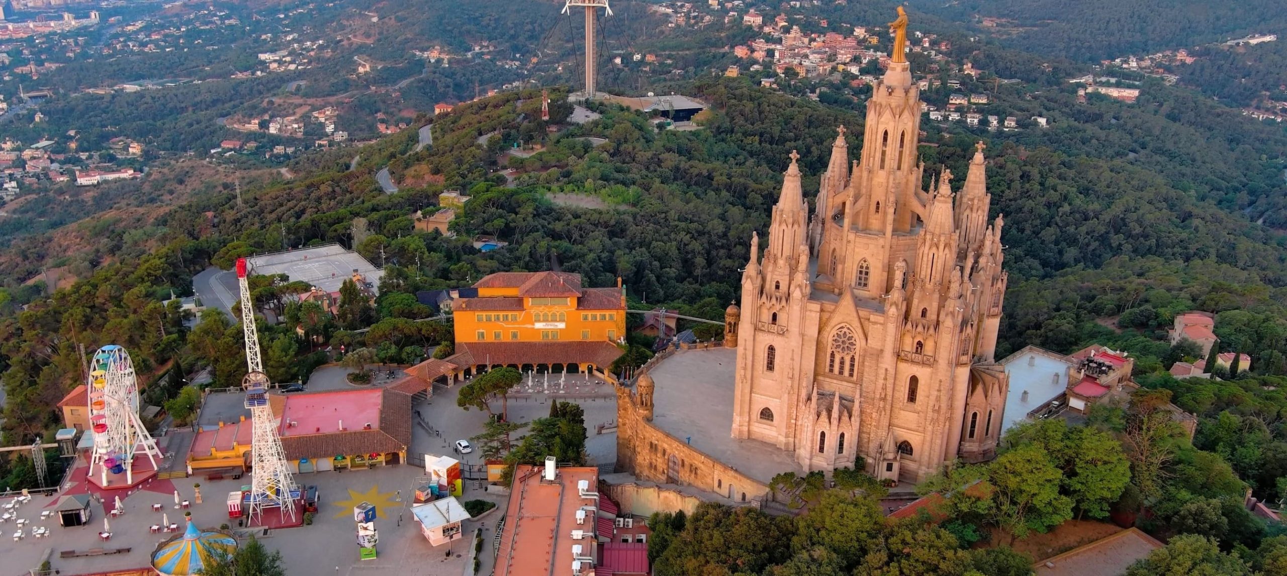 Tibidabo & Temple of the Sacred Heart of Jesus, in Barcelona, Spain.