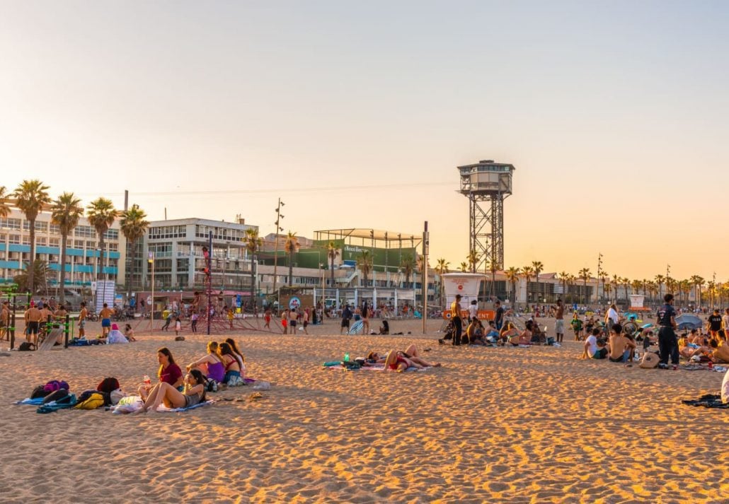 Nova Icària Beach, in Barcelona, Spain.