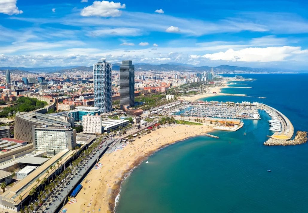 Somorrostro Beach, in Barcelona, Spain.