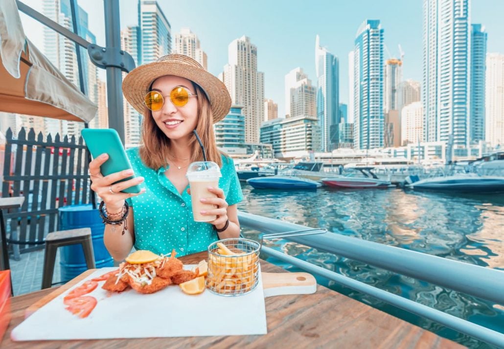 a woman at a restaurant 