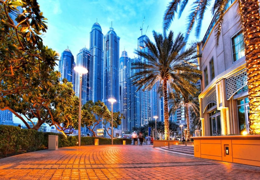 Dubai Marina after sunset