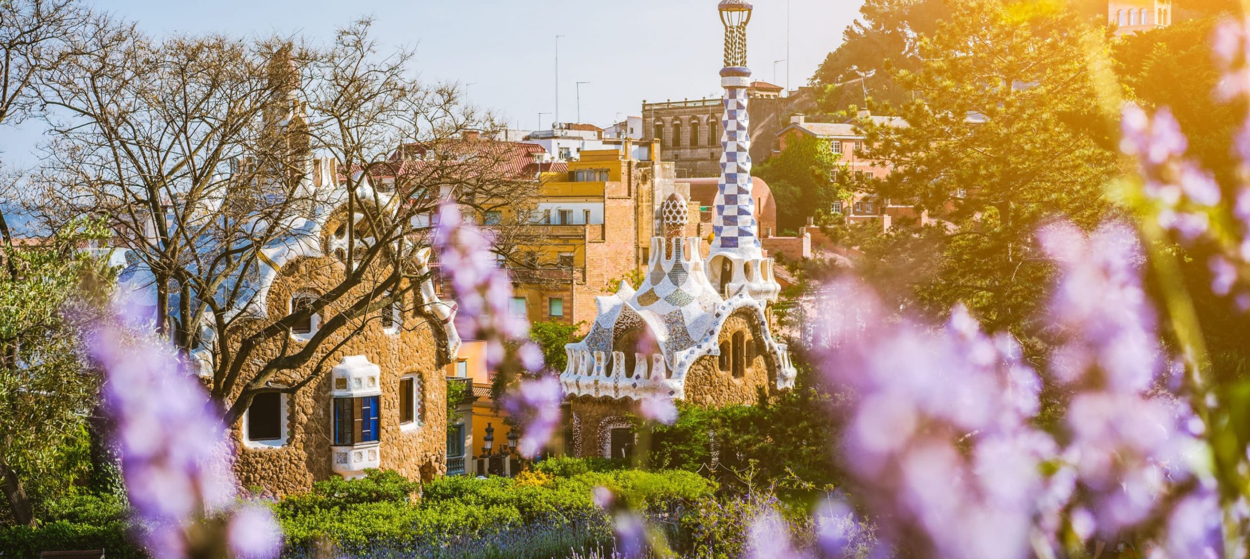 Park Güell, in Barcelona, during spring.