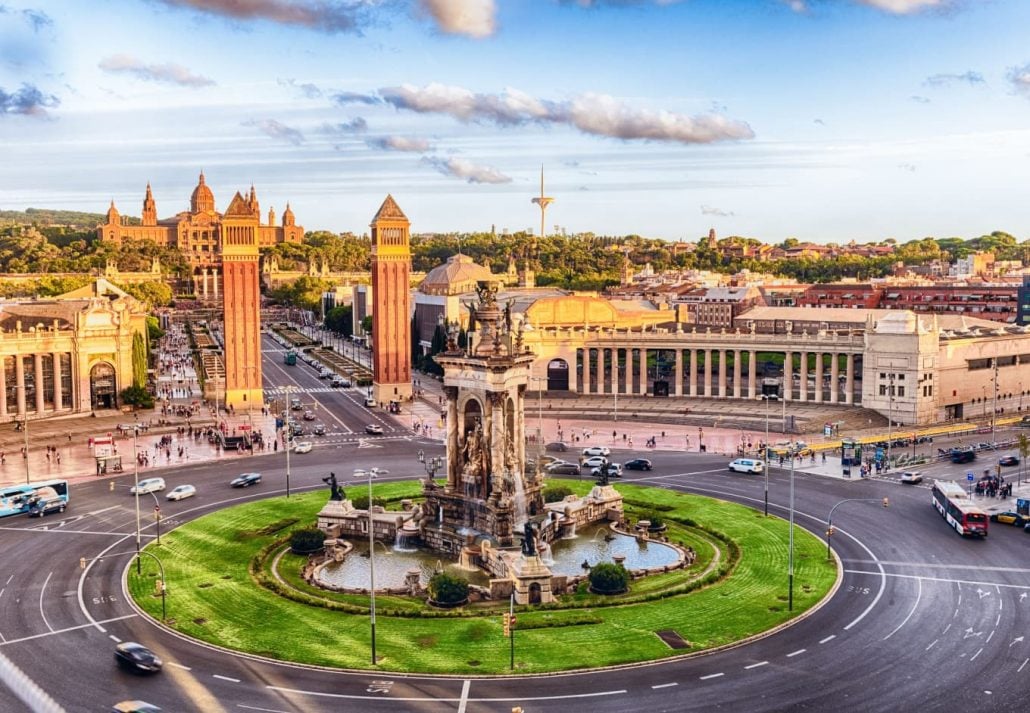 Plaça de Catalunya, Barcelona, Spain.