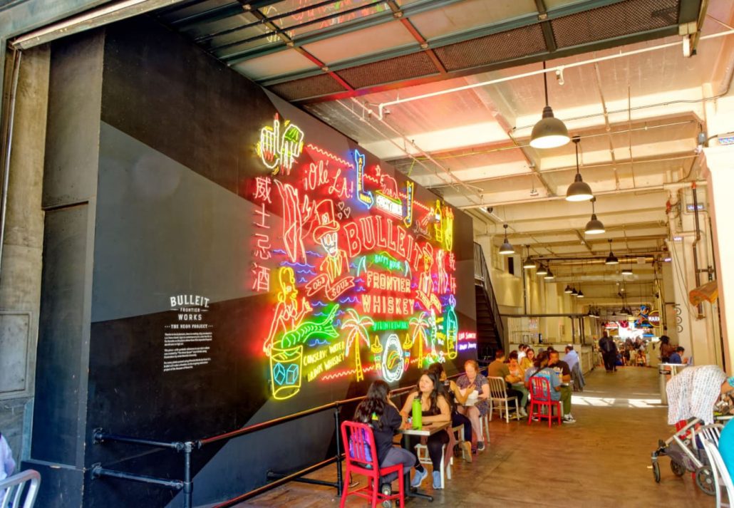 Interior of the Grand Central Market, in Los Angeles, California.