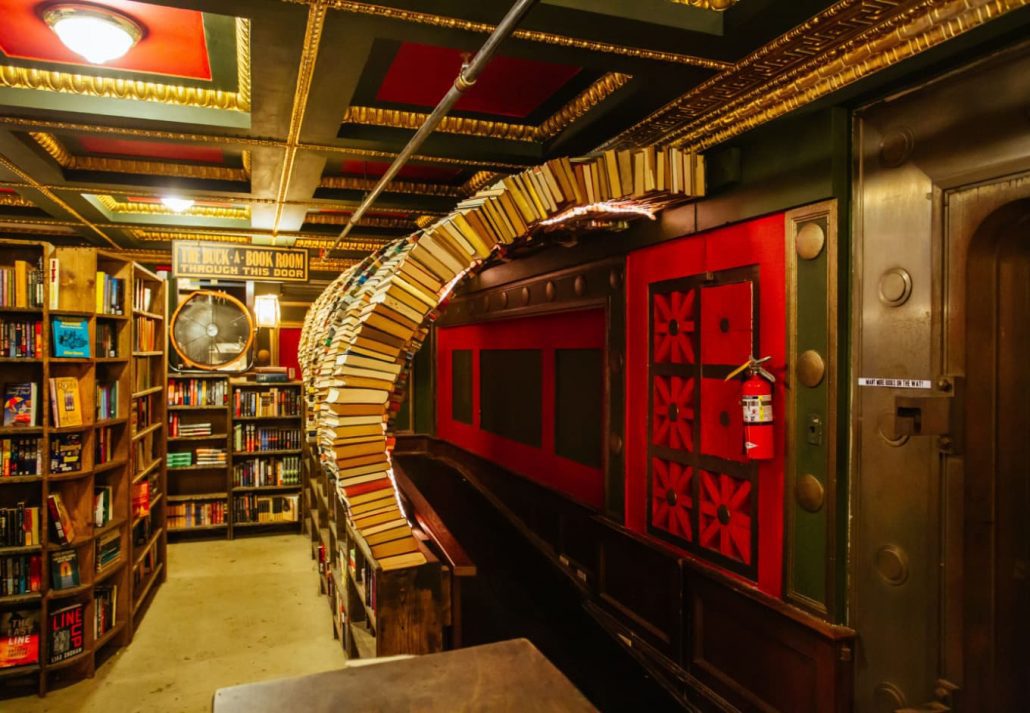 Interior of The Last Bookstore, in Los Angeles, California.
