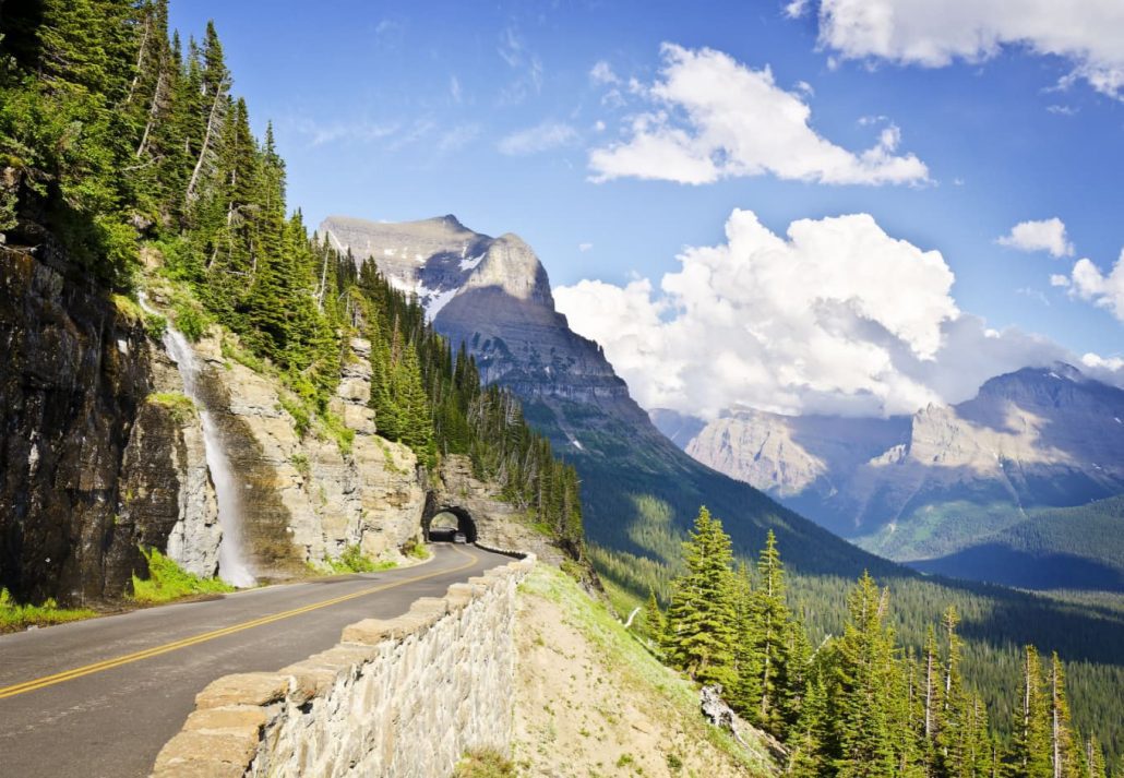 the famous road going through Glacier National Park