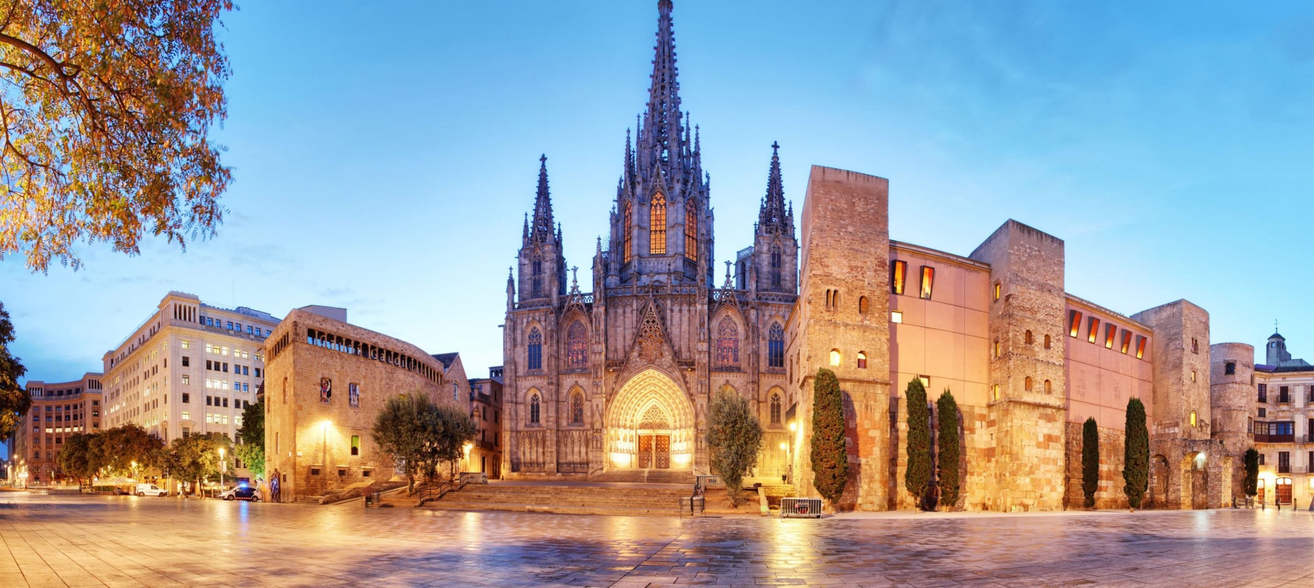 The Barcelona Cathedral, in the Gothic Quarter, Barcelona, Spain.
