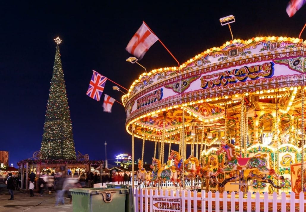 Things to do in London in winter - a theme park ride at Hyde Park's Magical Winter Wonderland