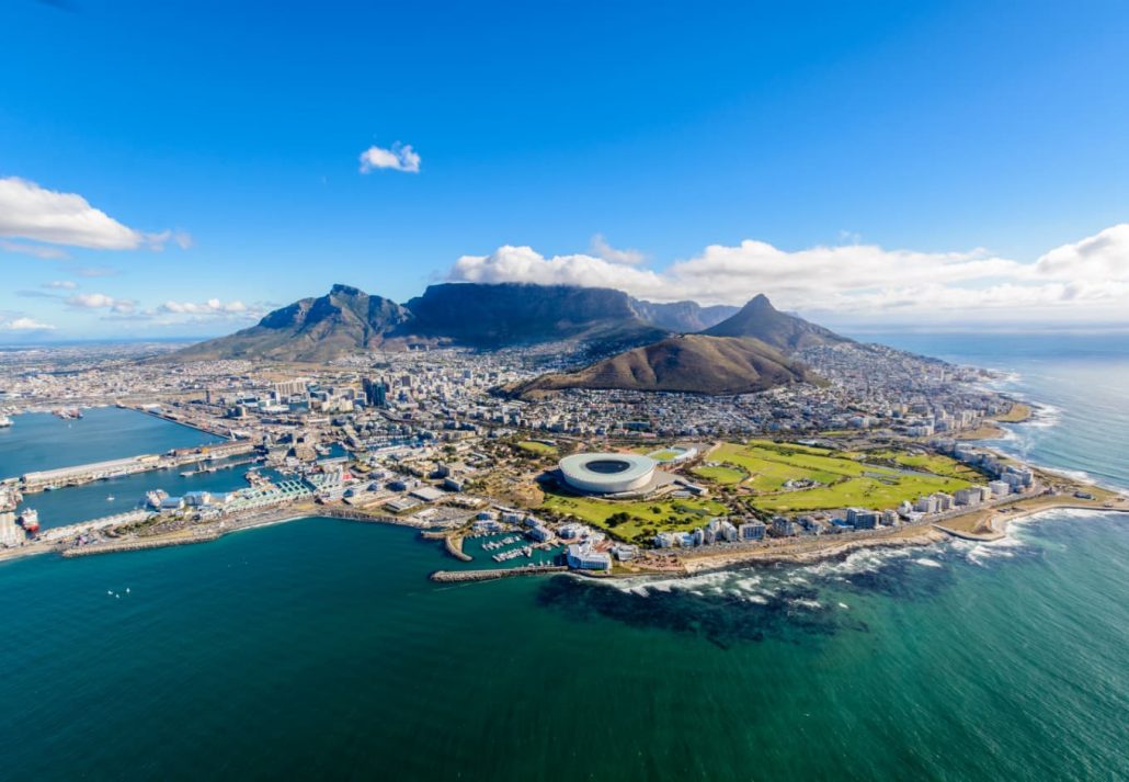 aerial view of Cape Town, South Africa