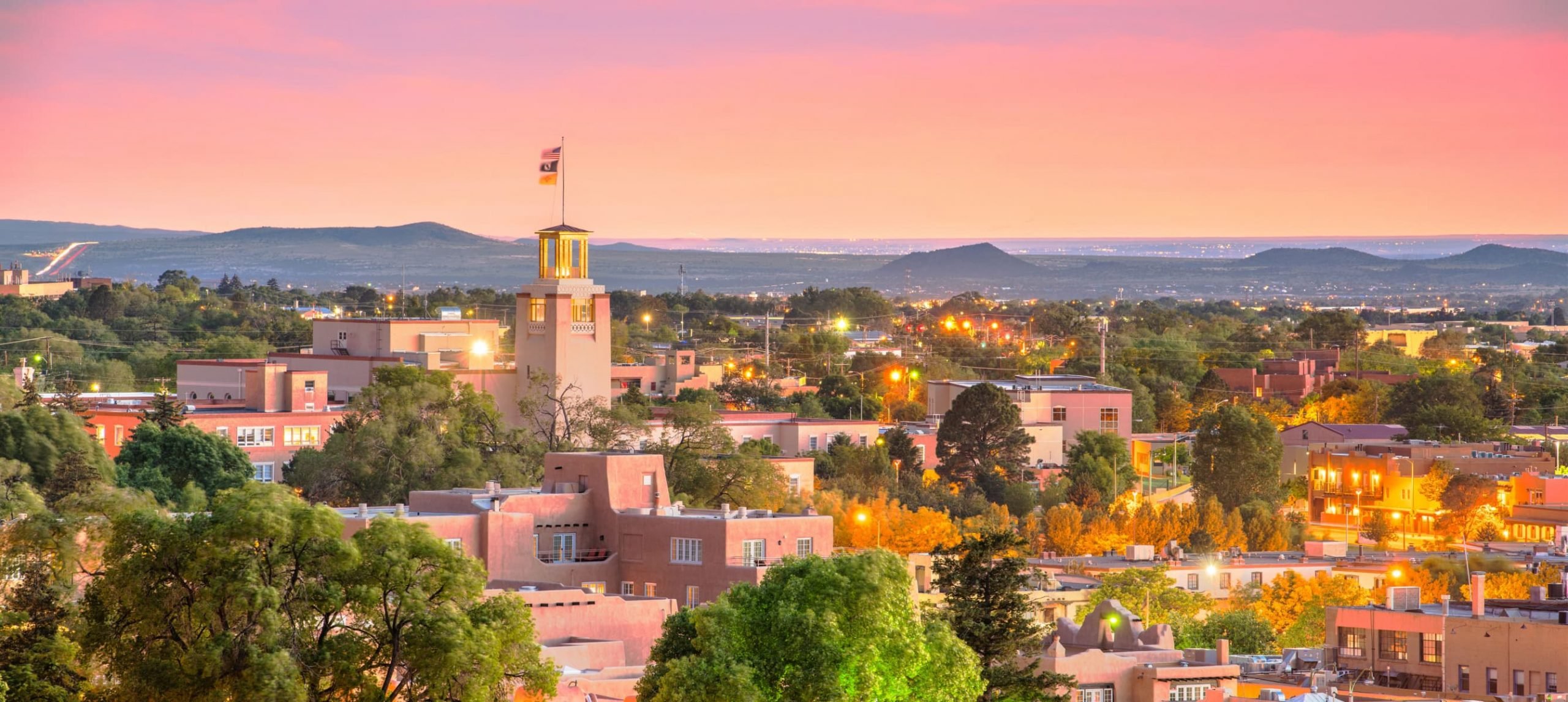 aerial view of Santa Fe, NM