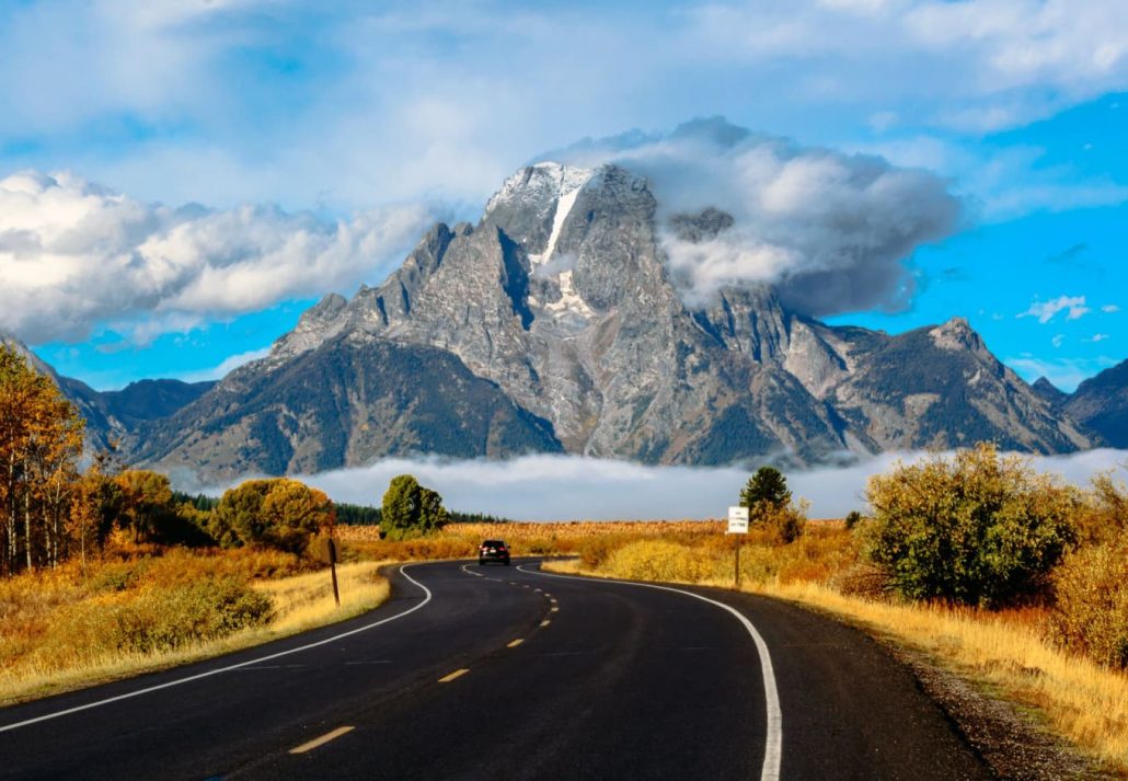 a road in one of the national parks in Wyoming