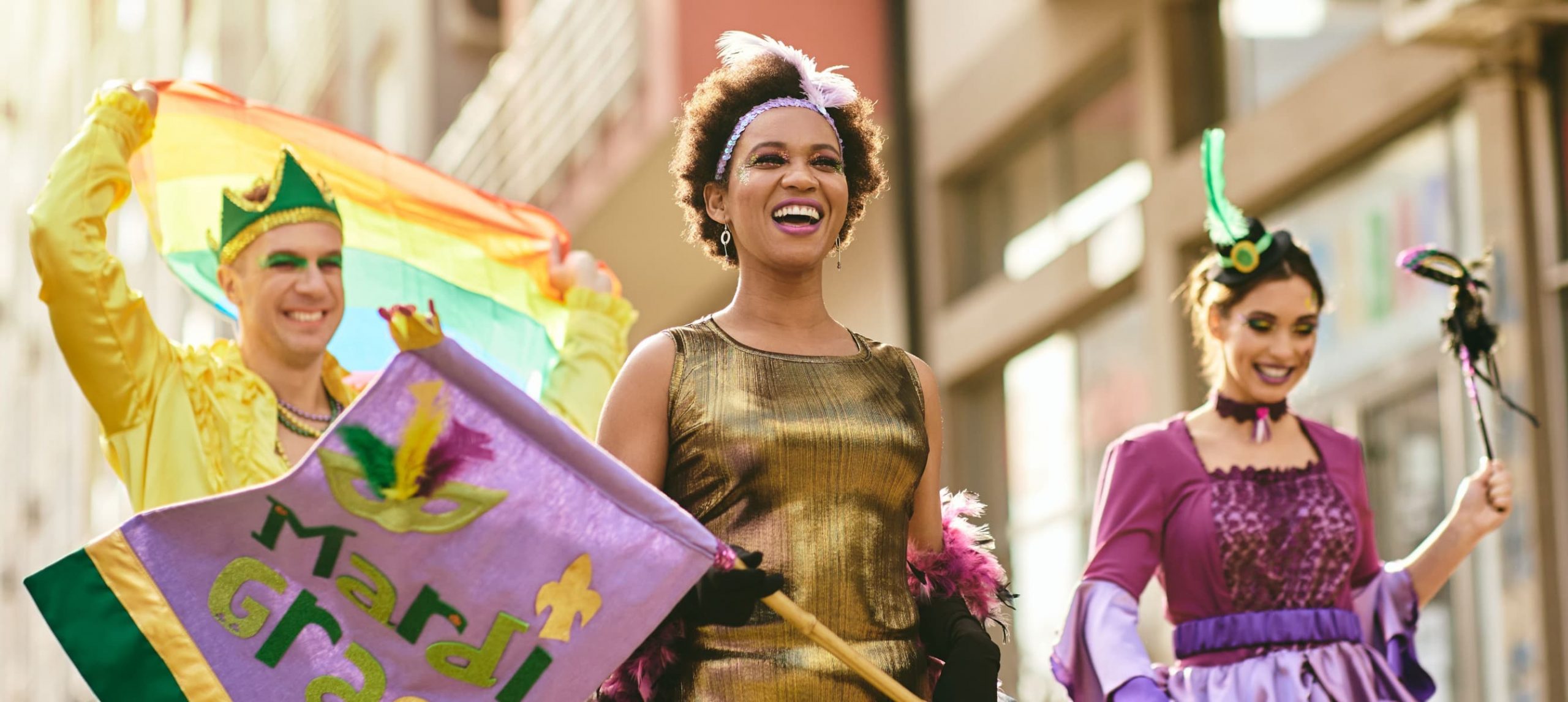 women attending Mardi Gras in New Orleans