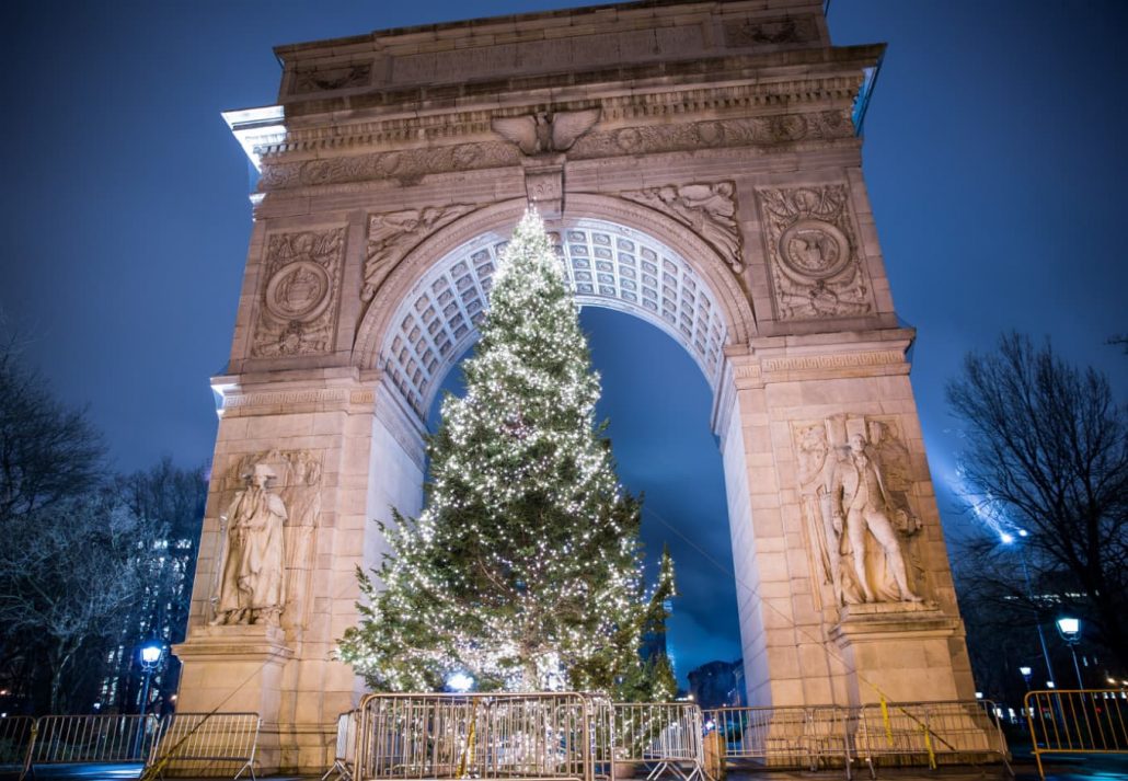 Christmas Tree Under The Arch In Washington Square Park