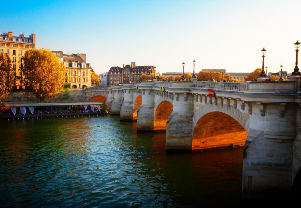 a bridge in Paris in fall