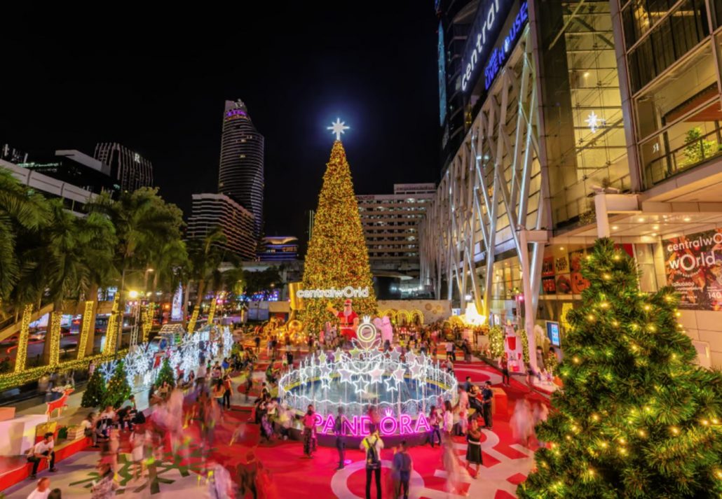 Christmas light displays around the Siam area