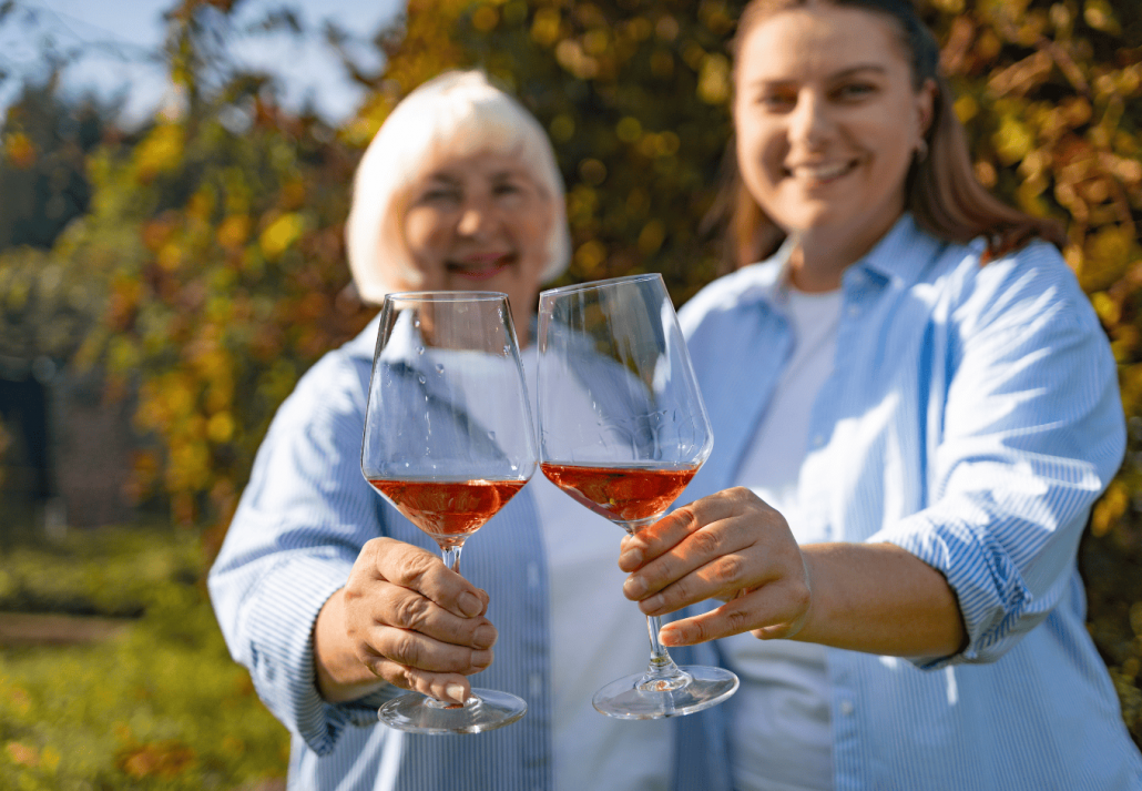 Mother- Daughter enjoying a glass of wine at Nappa Valley