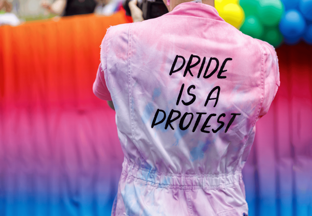 US cities to celebrate pride month Diverse people are
walking on a gay pride parade on the city streets with flags