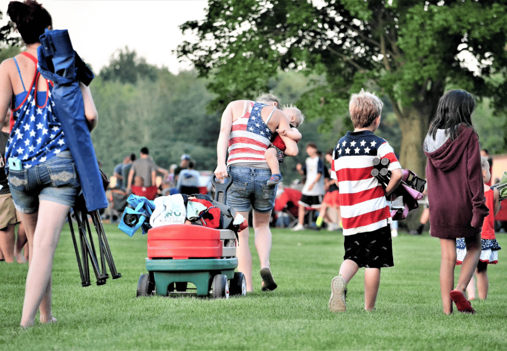 Family outting Fourth of July colorful event for fireworks